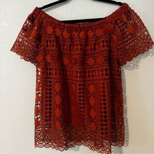 Burnt Orange Off the Shoulder Top